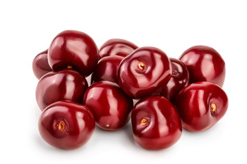 Sweet red cherries isolated on white background macro