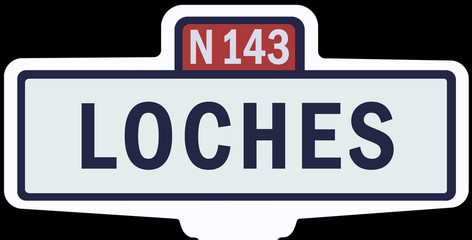 LOCHES - Ancien panneau entrée d'agglomération 