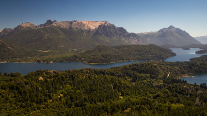 Panoramic of Nahuel Huapi lake in Bariloche, Argentina