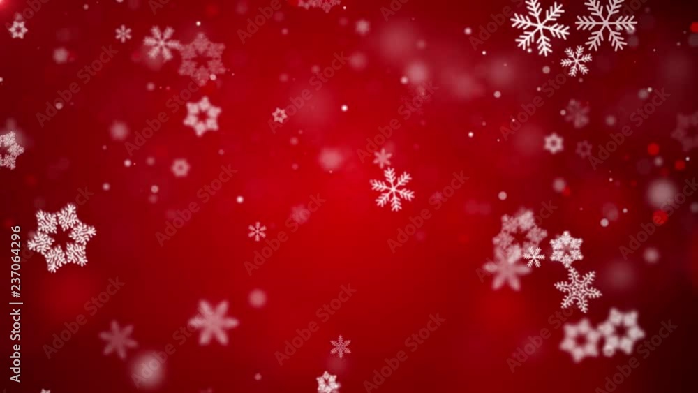 Poster christmas loopable background with nice red falling snow snowfall snowflake particles seamlessly loo
