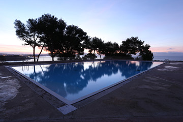 swimming pool on a winter morning
