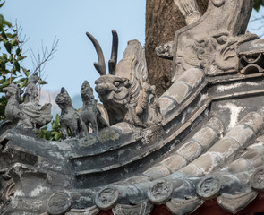 Detail of roof at Temple of Supreme Purity of Tai Qing Gong at Laoshan