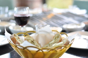 Traditional Cypriot meze and kebap barbecue party in the garden with delicious mix meat and chicken kebaps