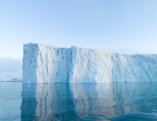 Icebergs on the arctic ocean in Greenland