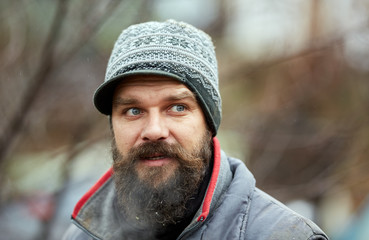 Closeup of a bearded farmer