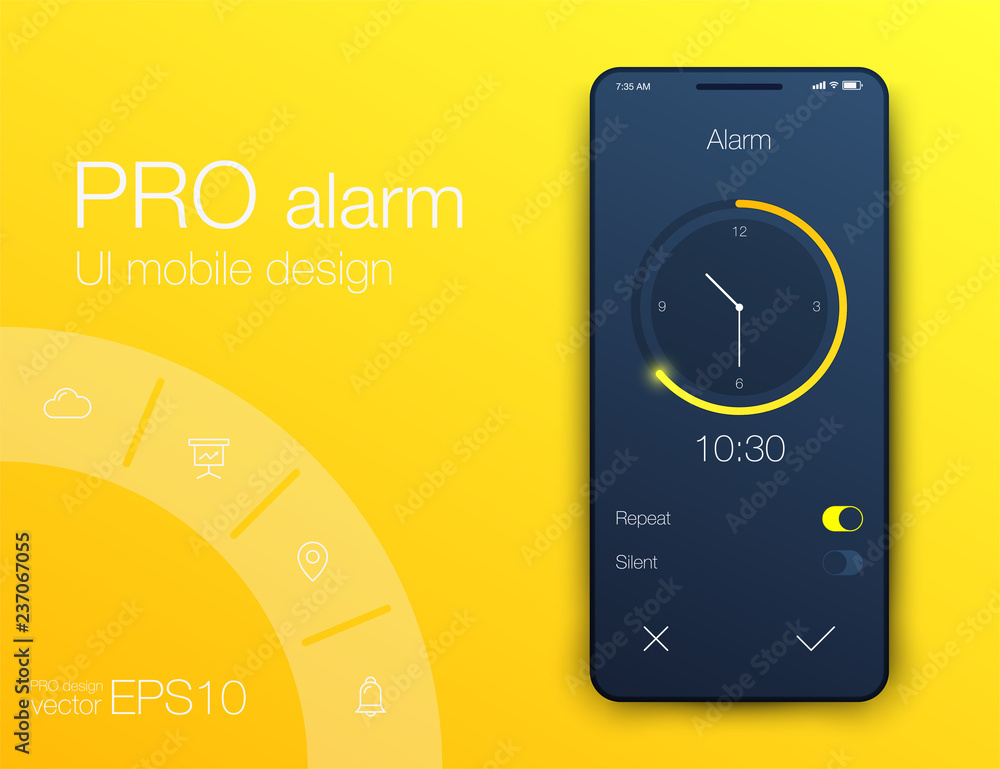 Poster clock application ui design concept, vector eps 10
