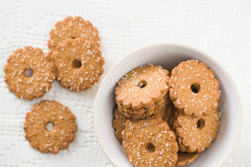 Christmas biscuits with sugar crystals.