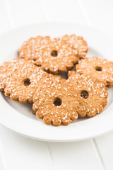Christmas biscuits with sugar crystals.