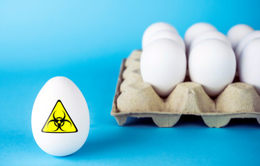 White Egg with a biohazard label, conceptual image