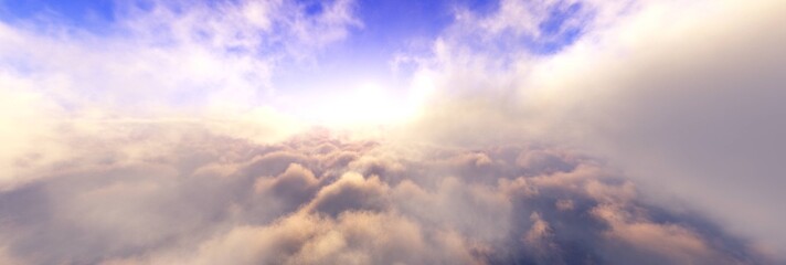 Fototapeta na wymiar Over the clouds, A panorama of clouds