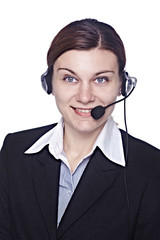 girl with headset operator support call