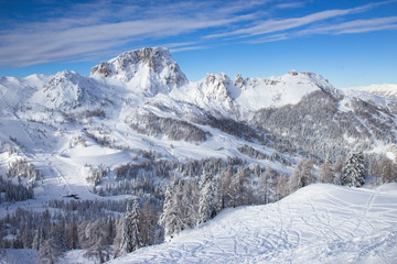 Naklejka premium view of Nassfele ski resort, Austrian Alps