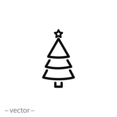 christmas tree icon, line sign, vector illustration