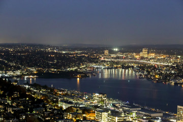 A View Over Lake Union and east Queen area from Space needle
