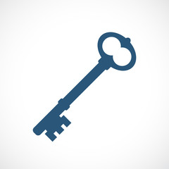 Old key silhouette vector icon
