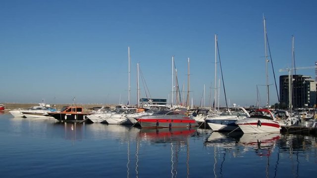 Boats Moored In The Touristic Port Of Constanta