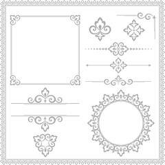 Vintage Set. Floral elements for design monograms, invitations, frames, menus and labels. Graphic design of the website, cafes, boutiques, hotels, wedding invitations.