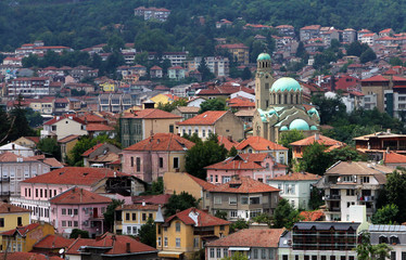 View of Veliko Tarnovo city and Cathedral of the Birth of Holy Mother, Bulgaria
