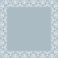 Decorative frame Elegant vector element for design in Eastern style, place for text. Floral blue border. Lace illustration for invitations and greeting cards