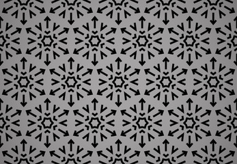 Abstract geometric pattern with lines, snowflakes. A seamless vector background. Grey and black texture. Graphic modern pattern