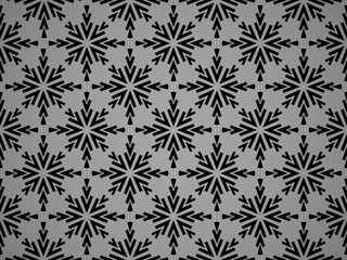 Abstract geometric pattern with lines, snowflakes. A seamless vector background. Grey and black texture. Graphic modern pattern