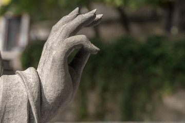 QINGDAO, CHINA - 23 OCTOBER 2018: Confucius in discussion with Lao Tze by Tai Qing Gong at Laoshan near Qingdao China