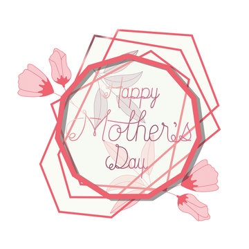 happy mother's day with pink frame hendecagon