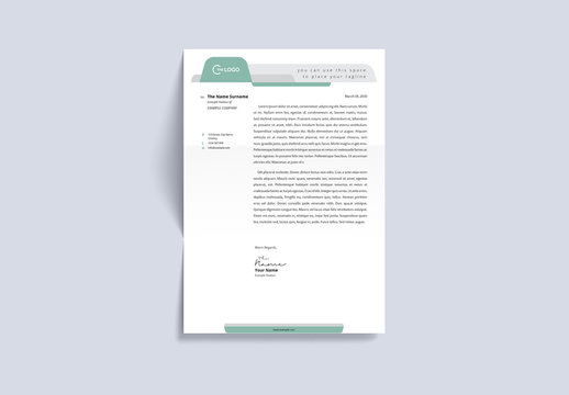 Letterhead Layout With Green And Gray Header