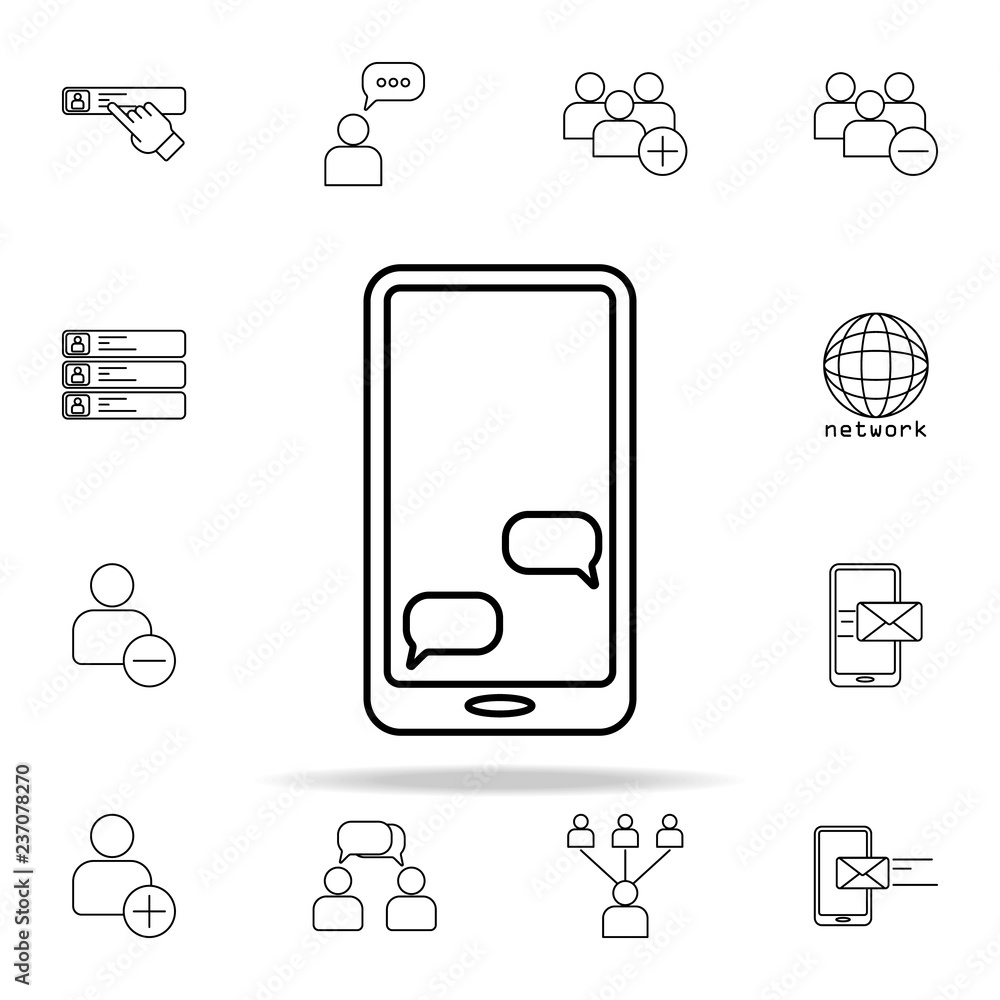 Poster chat in smart phone icon. sosial media network icons universal set for web and mobile