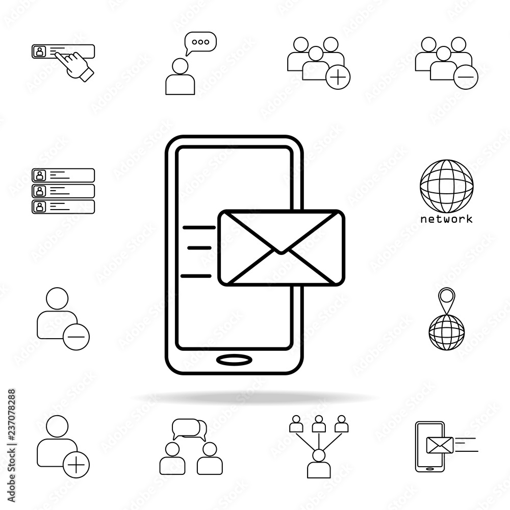 Poster mail in smart phone icon. sosial media network icons universal set for web and mobile