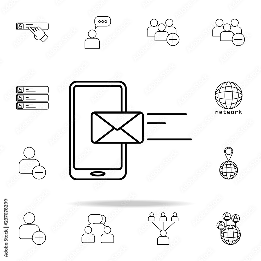 Poster inbox in smart phone icon. sosial media network icons universal set for web and mobile
