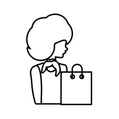 woman retro style with shopping bag