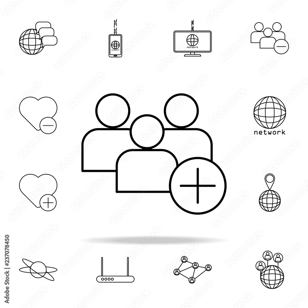 Poster add group of contacts icon. sosial media network icons universal set for web and mobile