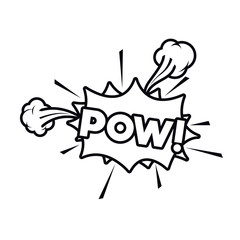 pow comic words in speech bubble isolated icon