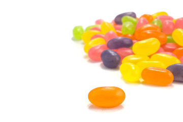 color Jelly Beans on white background