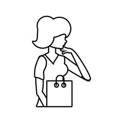 woman retro style with shopping bag
