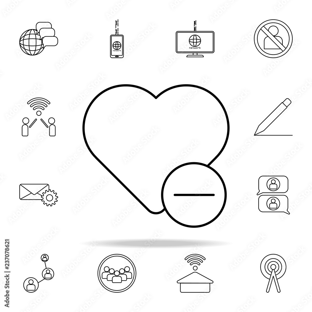 Poster remove heart icon. sosial media network icons universal set for web and mobile