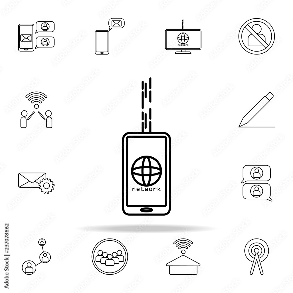 Aufkleber smart phone network icon. sosial media network icons universal set for web and mobile