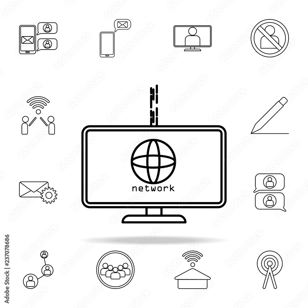 Poster pc in network icon. sosial media network icons universal set for web and mobile