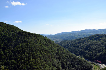 Fototapeta na wymiar Mount Cetatea near Poenari Castle. Arges River valley, Romania.