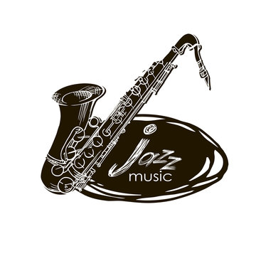 Saxophone Doodle, Hand Drawn Sketch