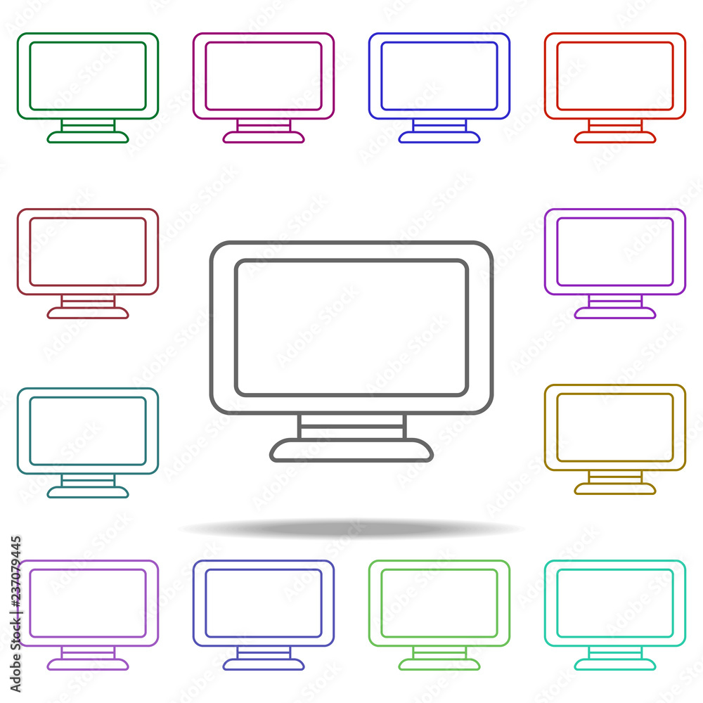 Poster monitor line icon. elements of computer hardware in multi color style icons. simple icon for website