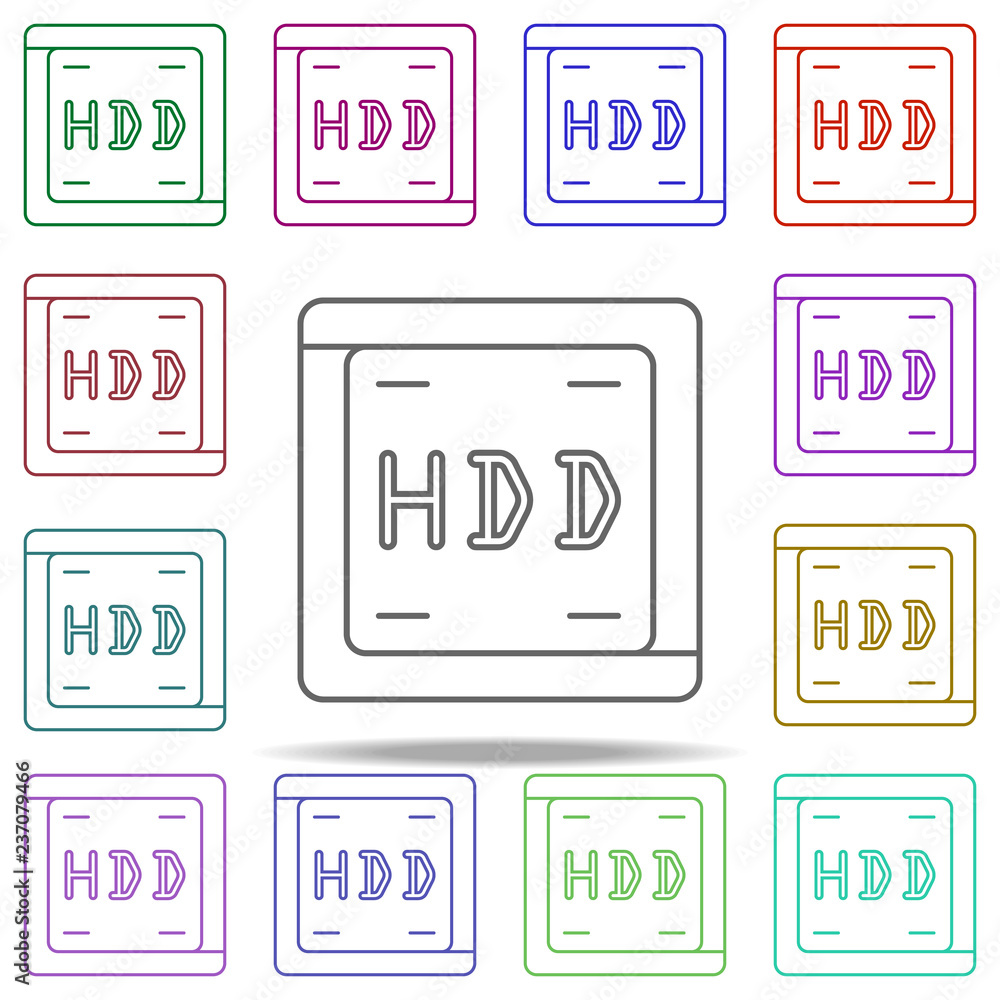 Poster hard disc line icon. elements of computer hardware in multi color style icons. simple icon for websi