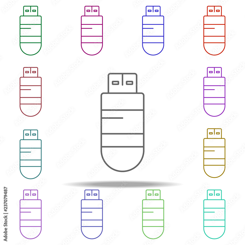 Aufkleber flash card line icon. Elements of computer hardware in multi color style icons. Simple icon for websites, web design, mobile app, info graphics