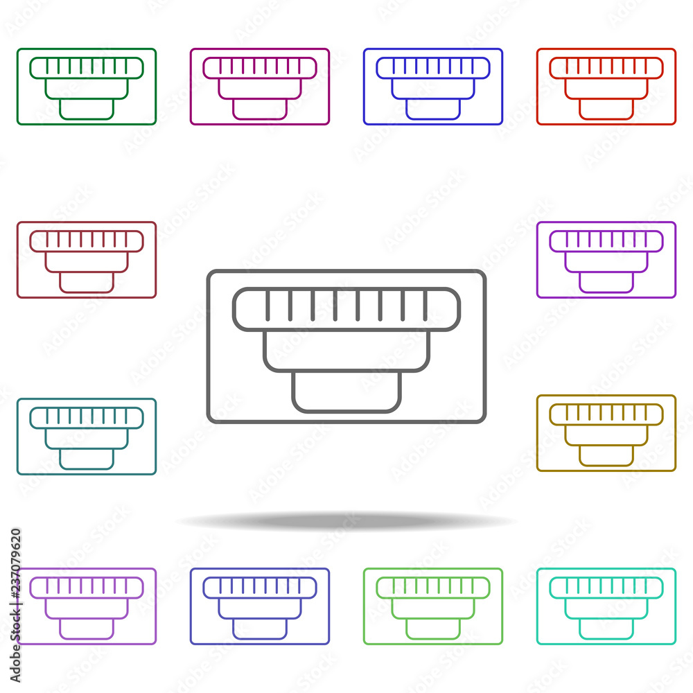 Poster vga cable line icon. elements of computer hardware in multi color style icons. simple icon for websi