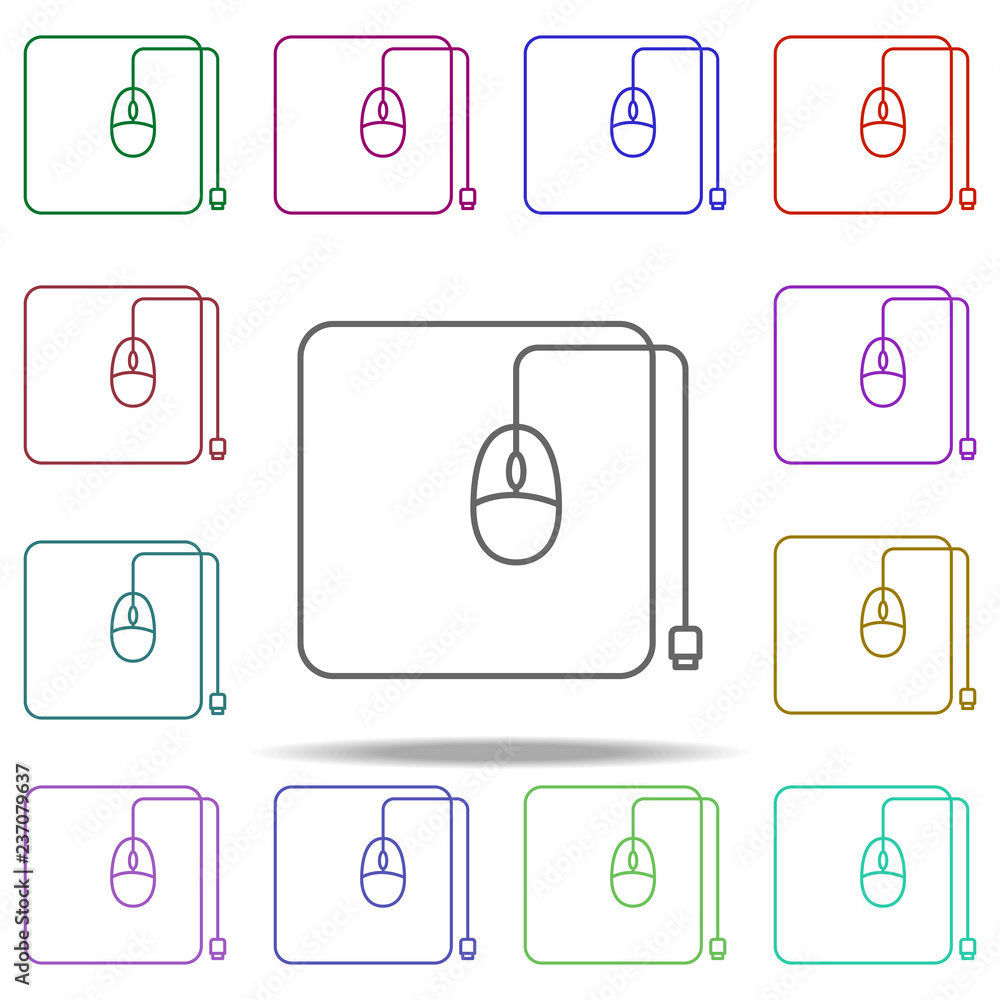 Poster pc mouse line icon. elements of computer hardware in multi color style icons. simple icon for websit