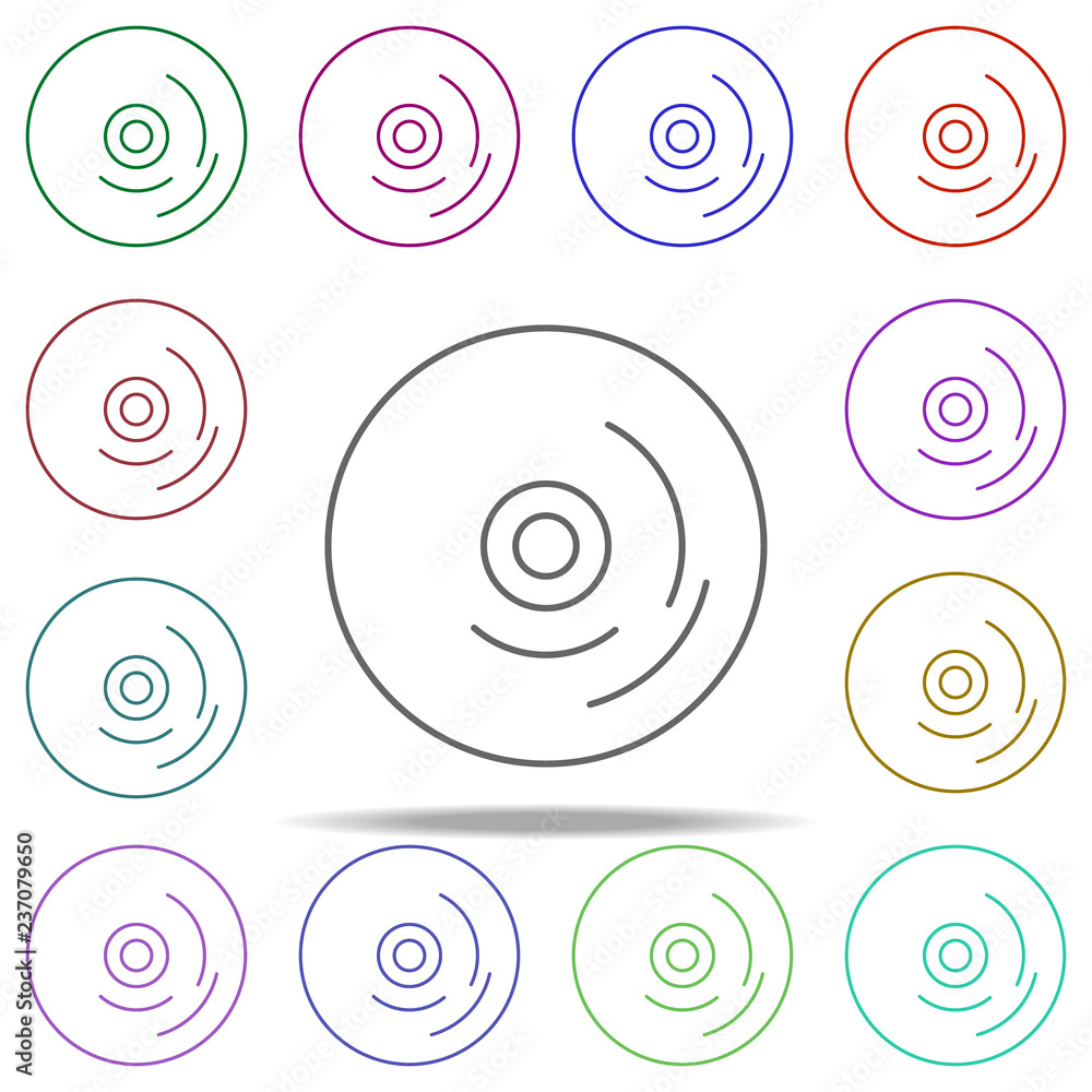 Poster cd disk line icon. elements of computer hardware in multi color style icons. simple icon for website