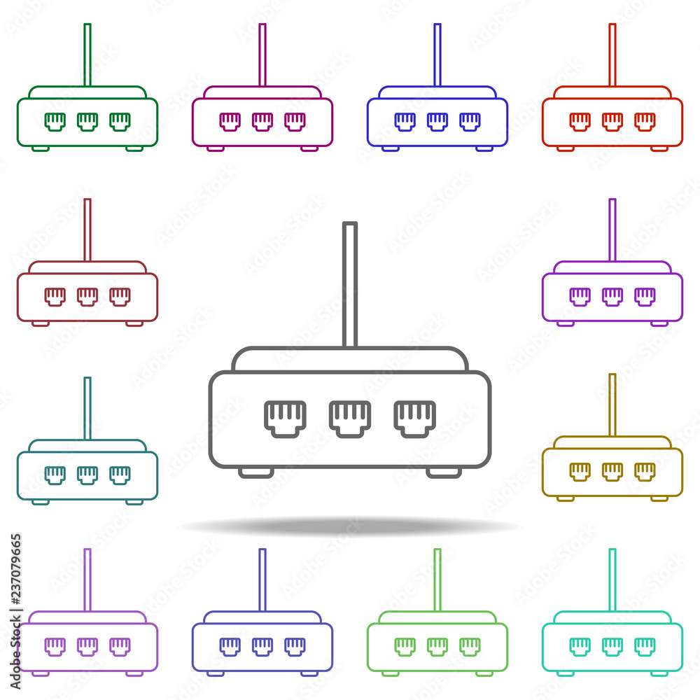 Poster router line icon. elements of computer hardware in multi color style icons. simple icon for websites