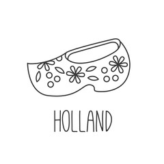 Holland wooden shoe clog clomp vector icon