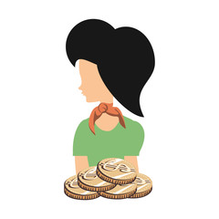 beautiful woman with coins retro style fashion